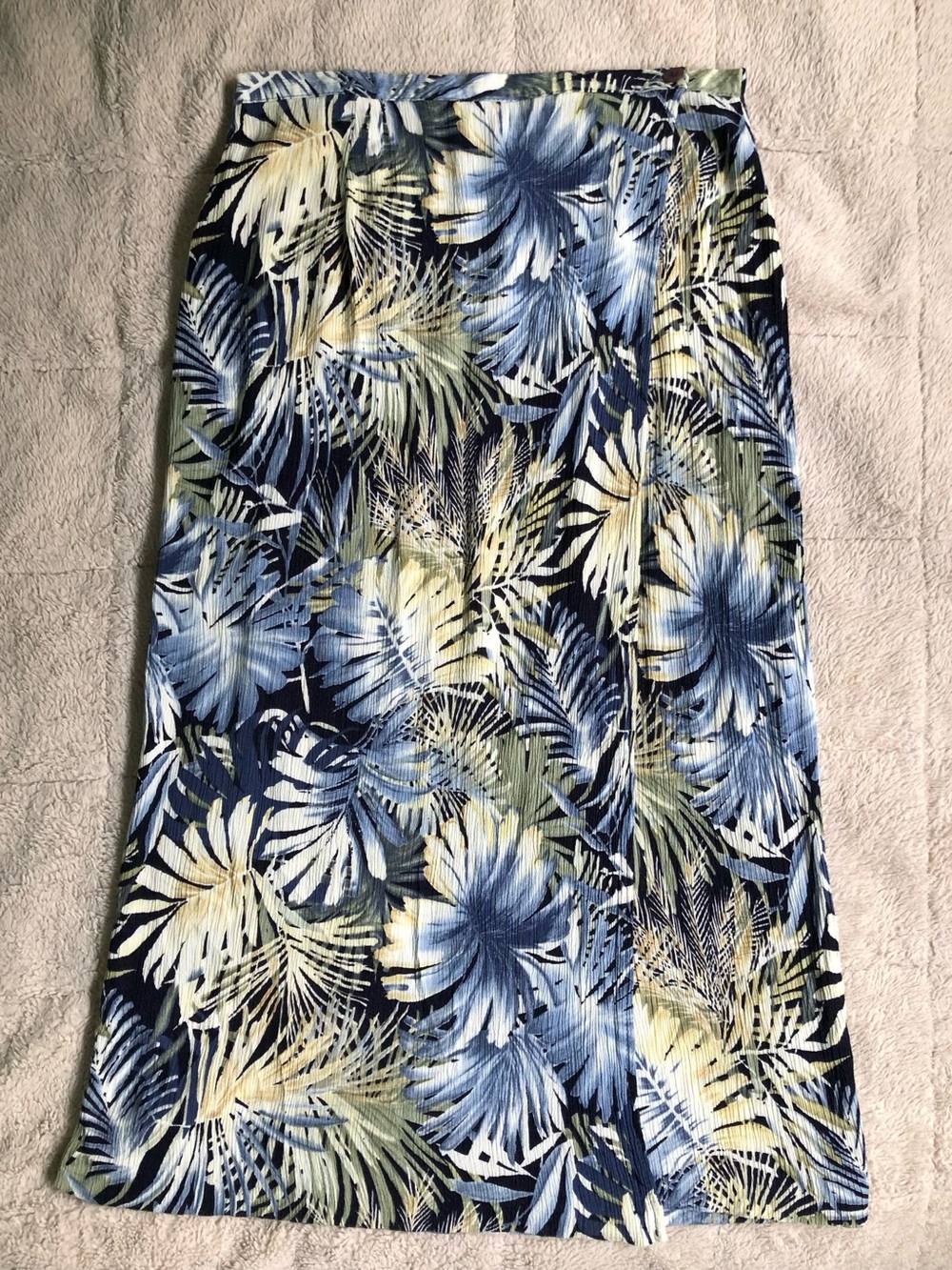 Vintage Coastal Grandma Soft Works Montreal Tropical Print Midi Skirt Beach